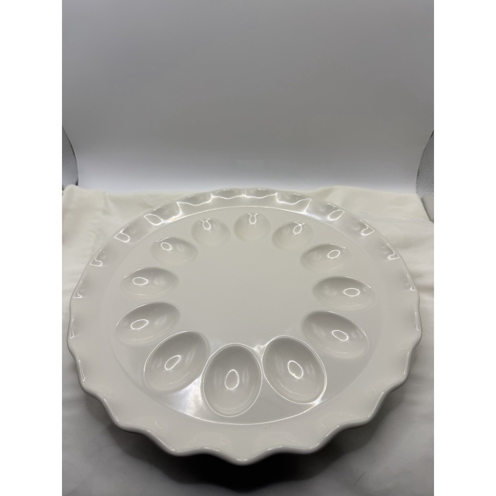 Pfaltzgraff Garden Party Fluted-Edge Deviled Egg Plate 12 Eggs